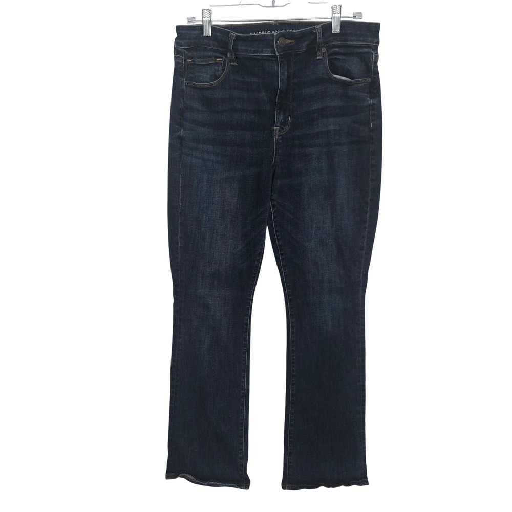 American Eagle High Rise Skinny Kick Jeans Women's Size 14 Dark Wash Stretch